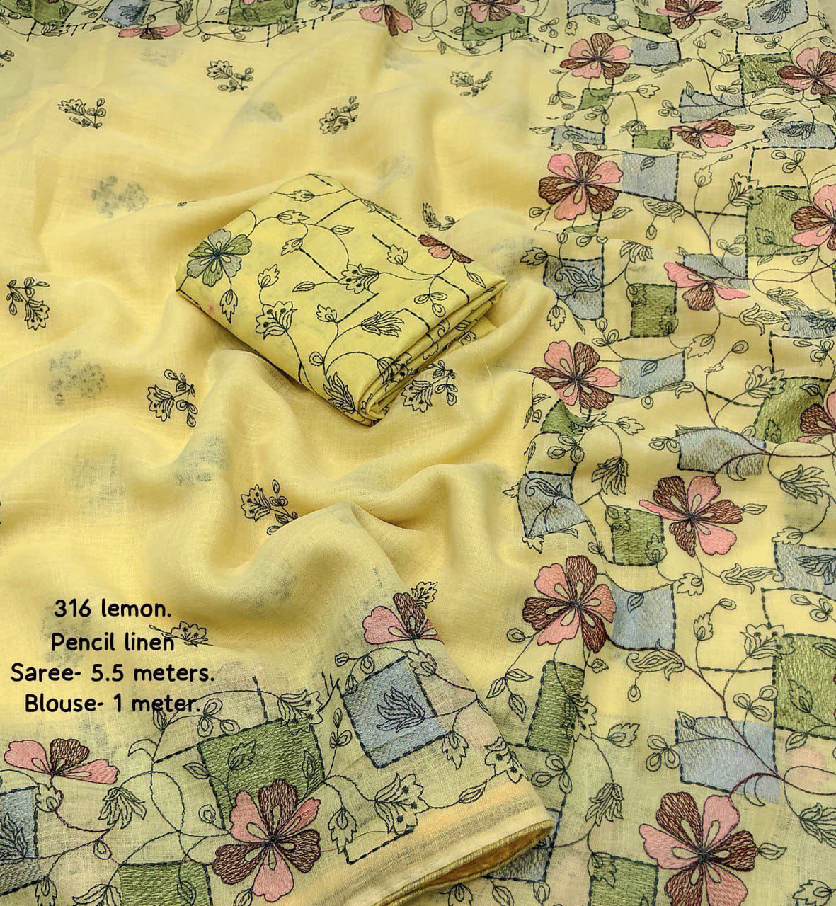 Soft Linen Saree with Beautiful Embroidery