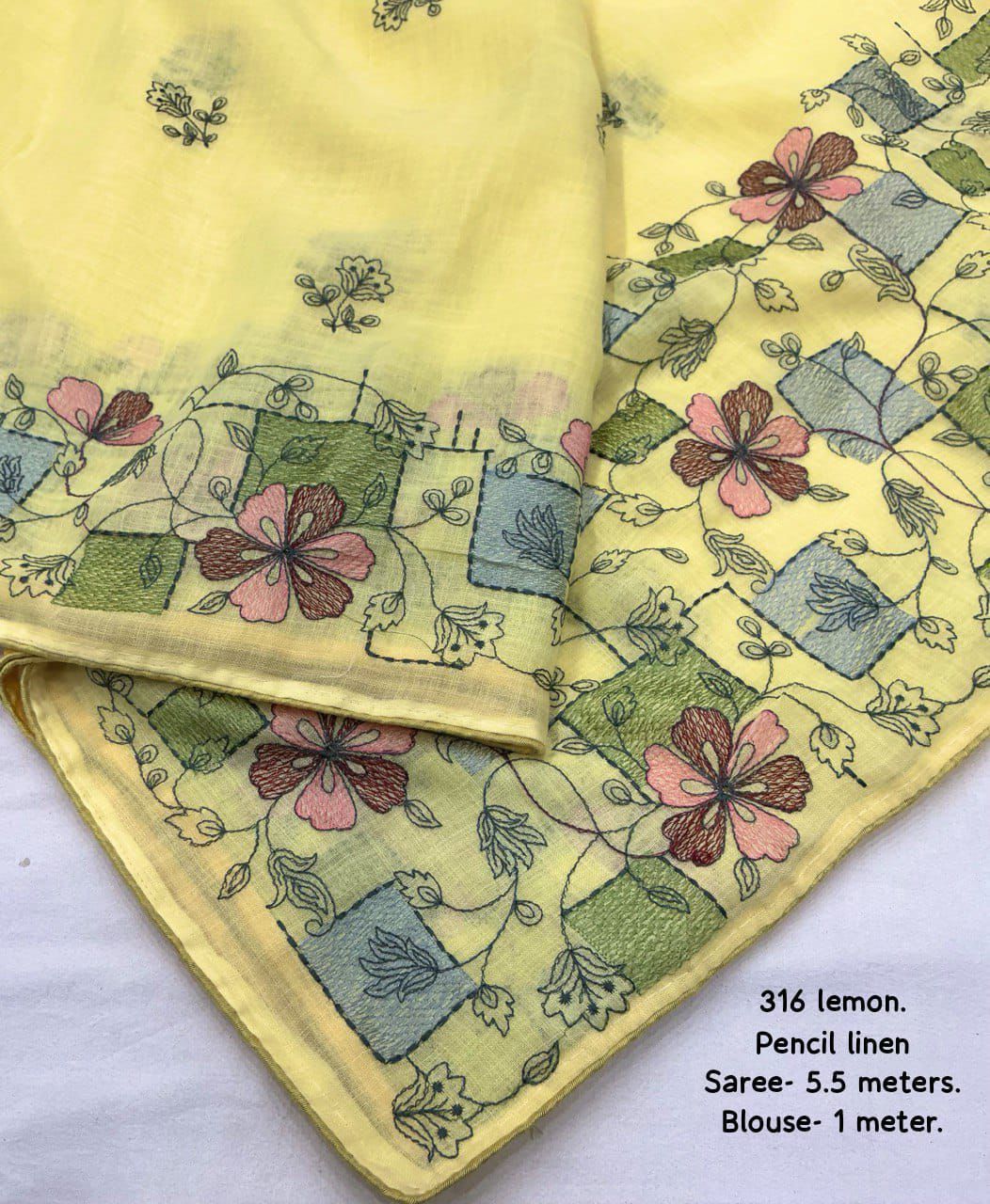 Soft Linen Saree with Beautiful Embroidery