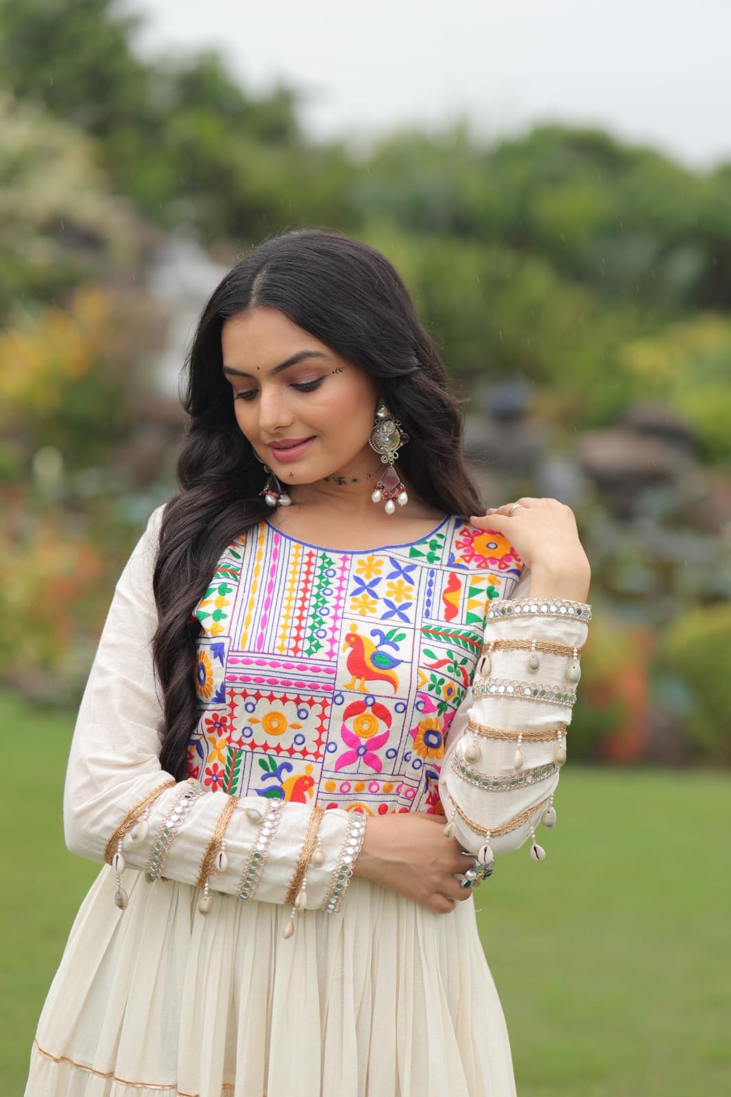 Kora Cotton Designer Gown with Multi Thread Embroidery