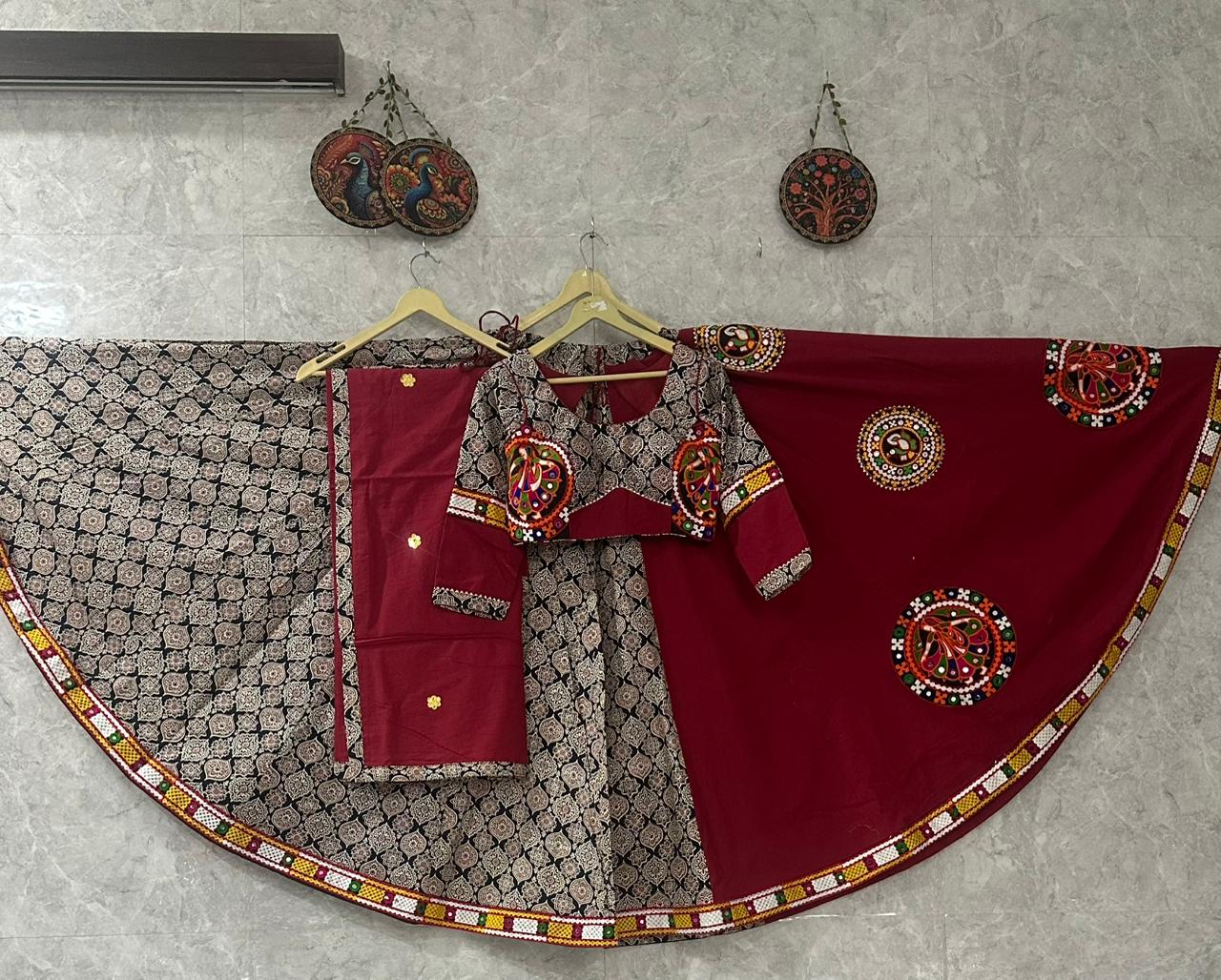 Premium Designer Ajrakh Cotton Heavy Chaniya Choli