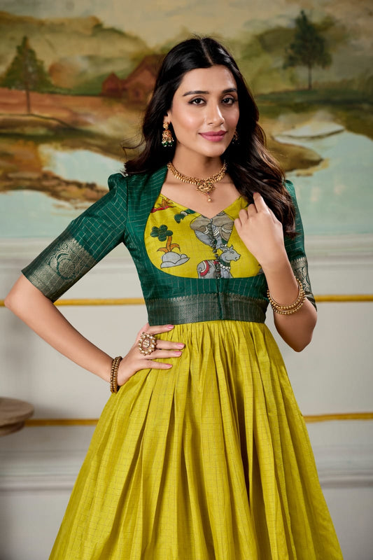 Soft, Regal, and Oh-So-Stunning – Dola Silk Gown with Koti Set