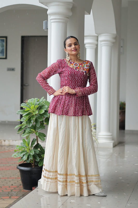 Navratri Special Kora Cotton Lehenga