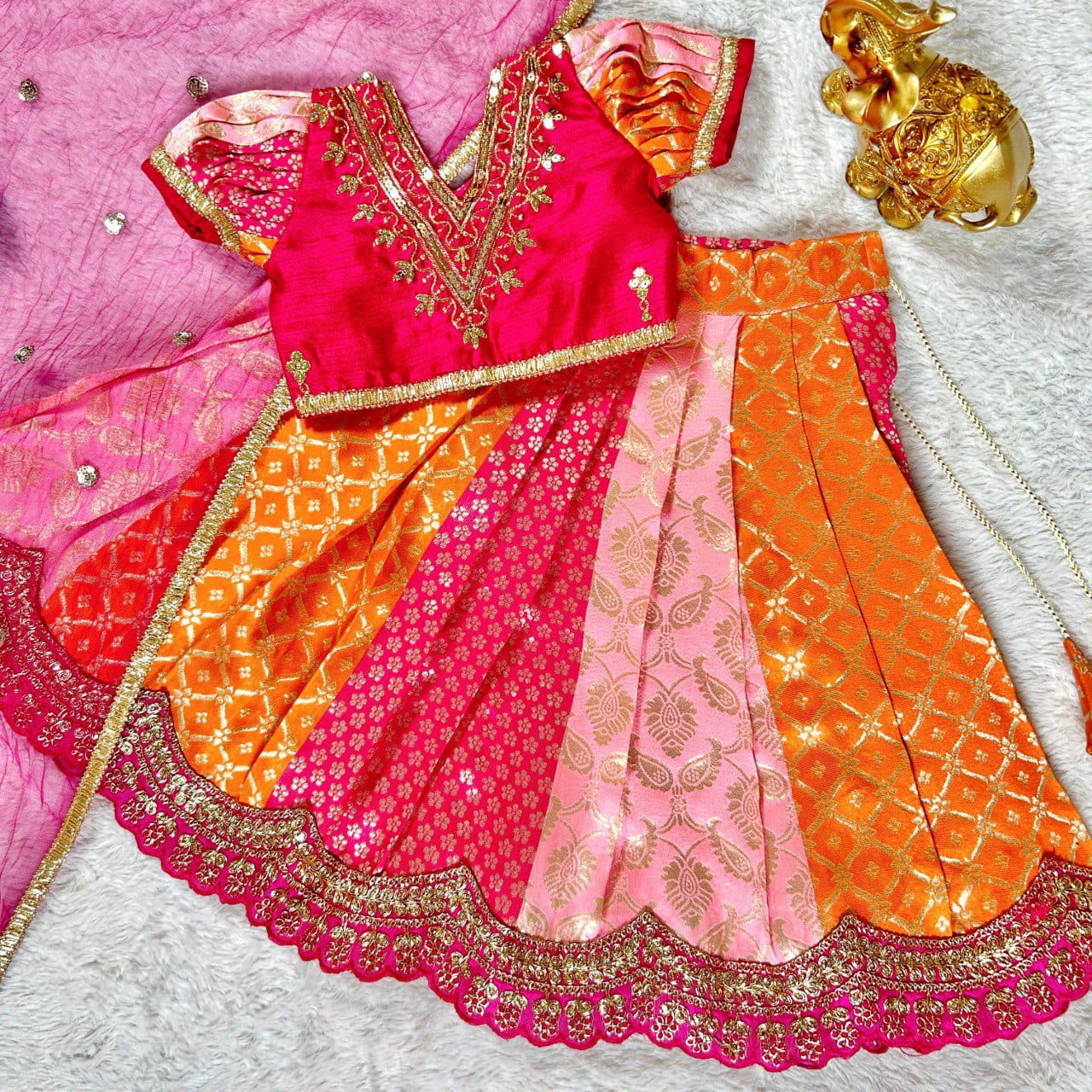 Multi-Color Lehenga Choli Set for Girls