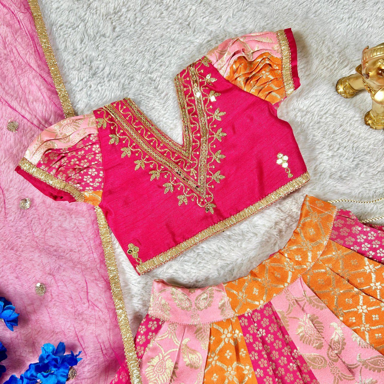 Multi-Color Lehenga Choli Set for Girls