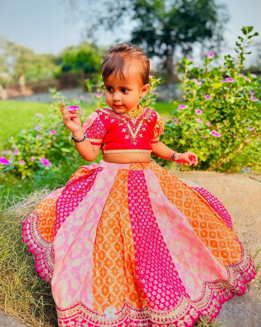 Multi-Color Lehenga Choli Set for Girls
