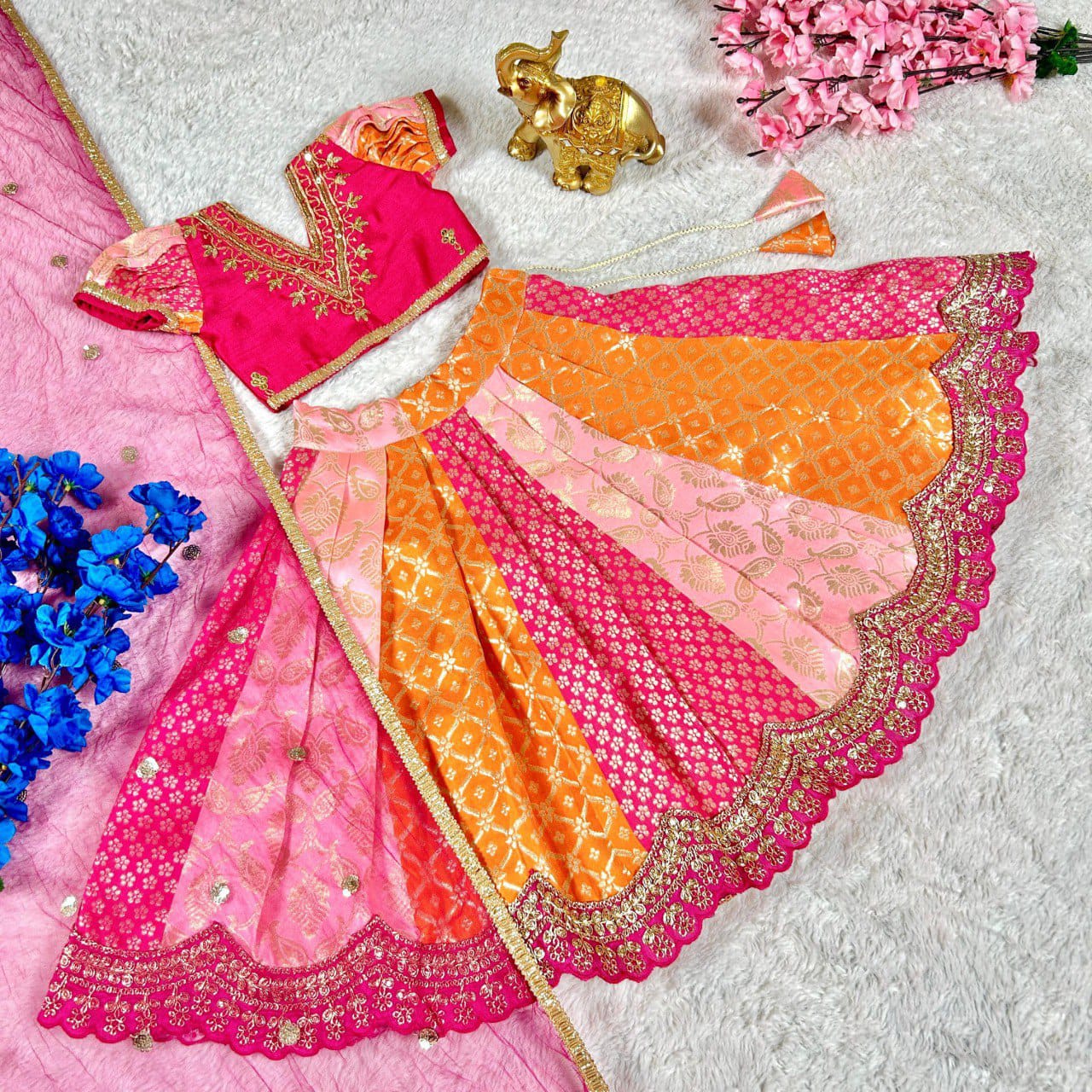 Multi-Color Lehenga Choli Set for Girls