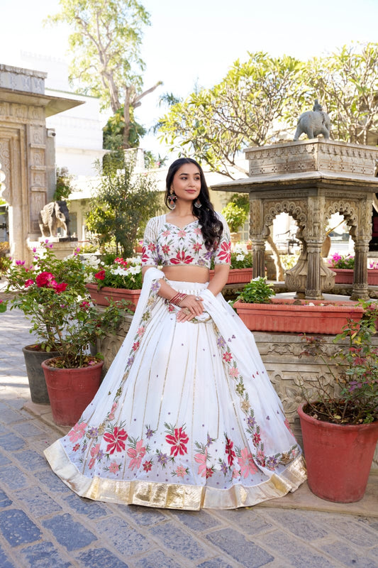 Exclusive Premium Georgette Lehenga Set with Sequins and Thread Embroidery
