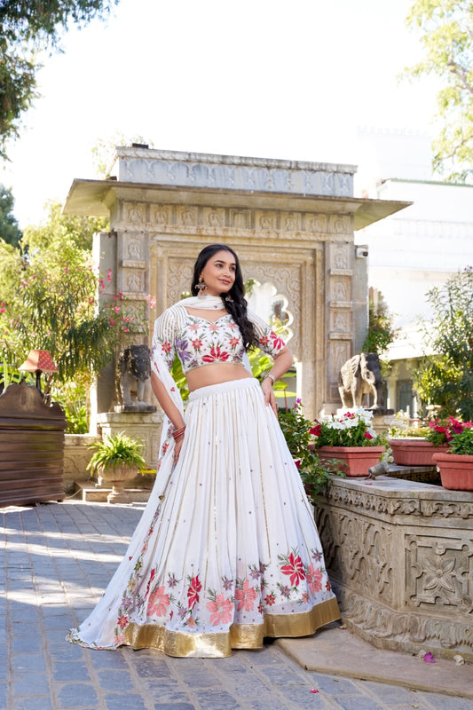 Exclusive Premium Georgette Lehenga Set with Sequins and Thread Embroidery