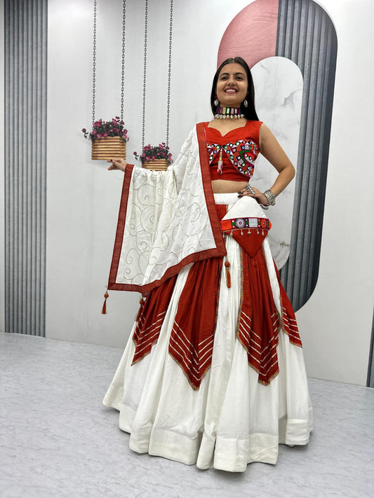 Navratri Special Pure Cotton Lehenga Choli – Traditional Elegance with Mirror Magic