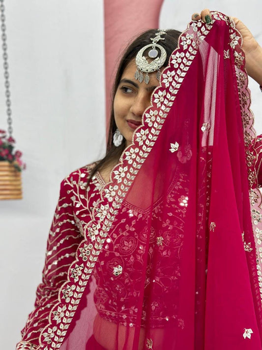Glamorous Embroidered Georgette Lehenga Choli with Heavy Sequin Work