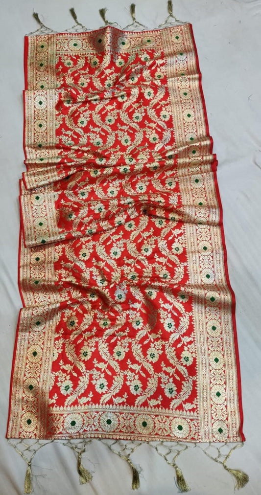 Karwa Chauth Special Banarasi Silk Dupatta | Festive Ethnic Handwoven Zari Work Stole for Women