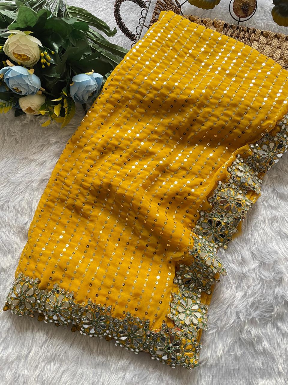 Elegance That Speaks Volumes – Designer Embroidered Party Wear Saree