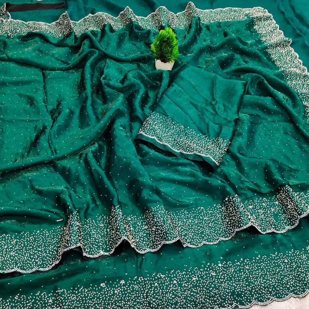Fendy Chiffon Dual Shade Saree with Jarkan Work