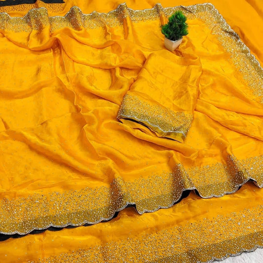 Fendy Chiffon Dual Shade Saree with Jarkan Work