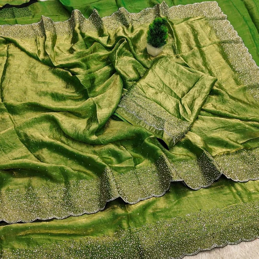 Fendy Chiffon Dual Shade Saree with Jarkan Work