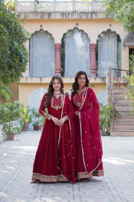 Grace Meets Glamour – Designer Sequins Embroidered Gown with Dupatta