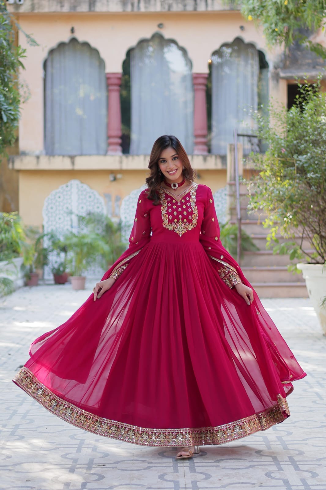 Grace Meets Glamour – Designer Sequins Embroidered Gown with Dupatta