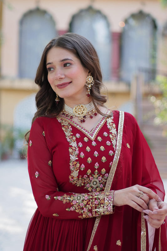 Grace Meets Glamour – Designer Sequins Embroidered Gown with Dupatta