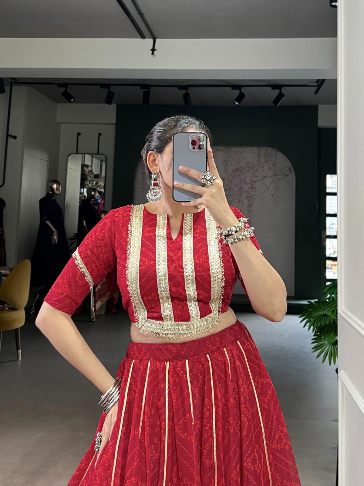 Bandhej Chiffon Co-ord Lehenga Set – Festive Glow for Garba Nights