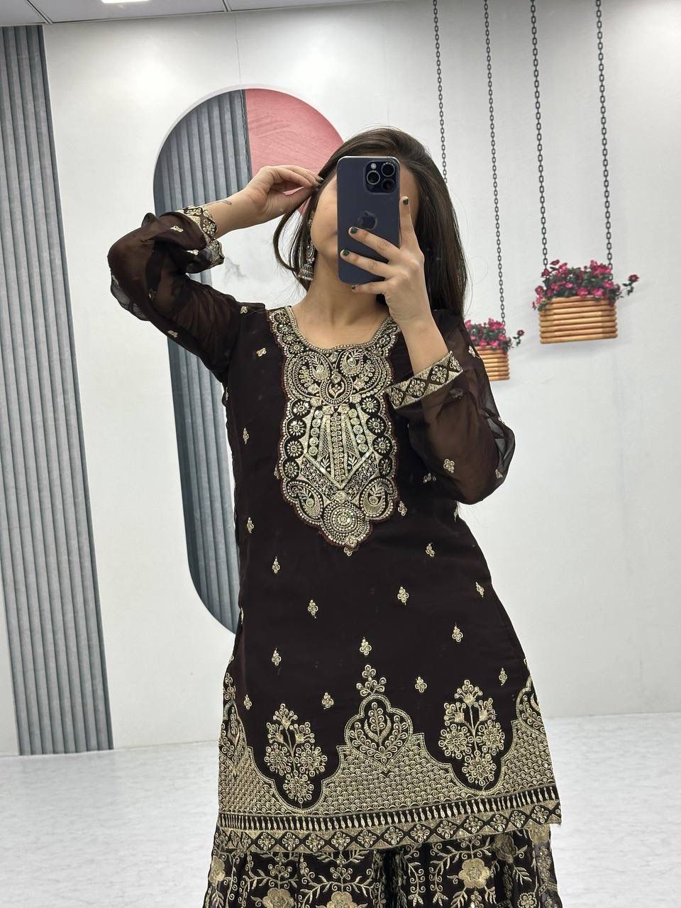 Stunning New Designer Party Wear Top, Plazzo & Dupatta Set