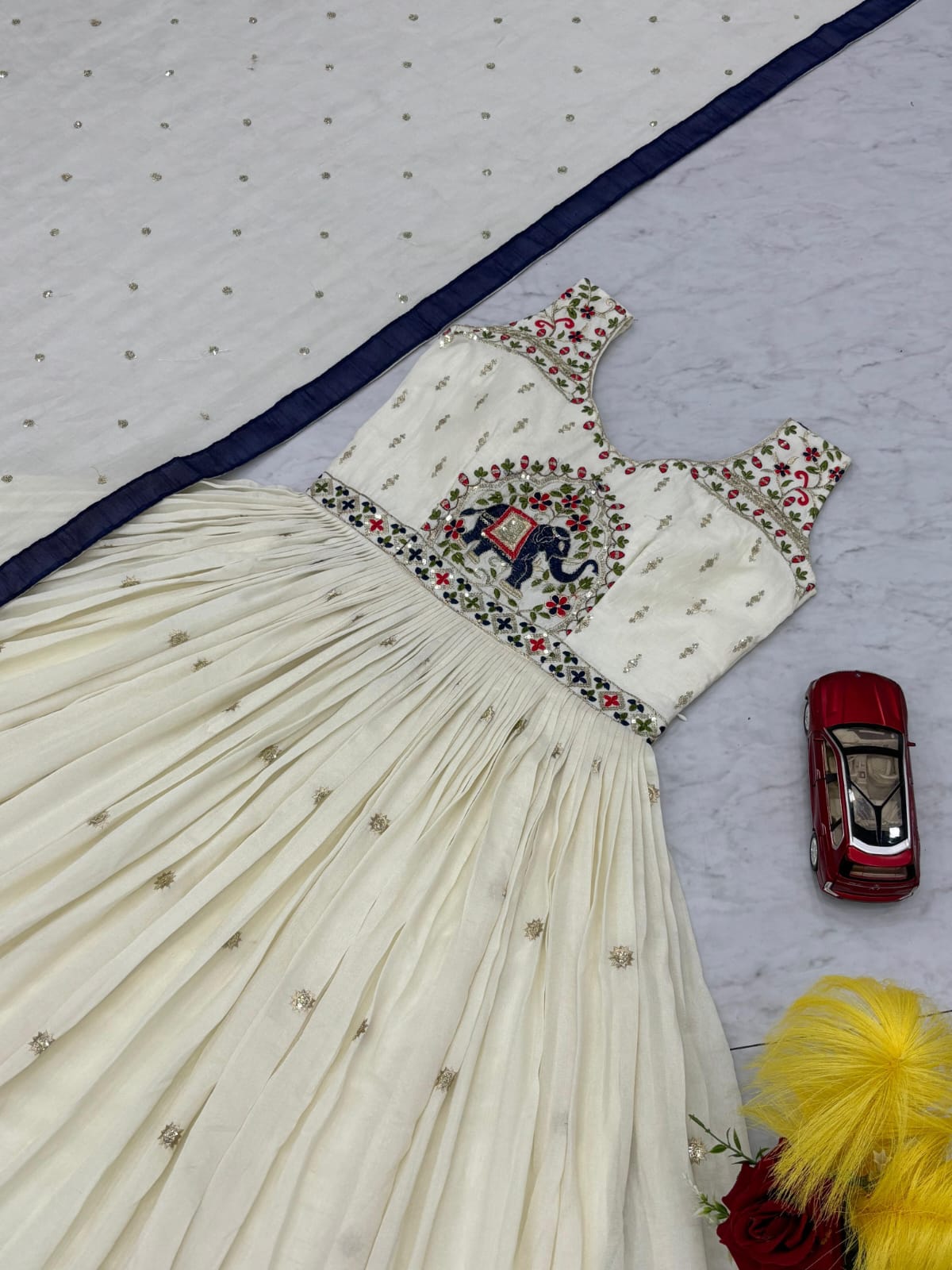 Ethereal Elegance Chinon Embroidered Gown Set